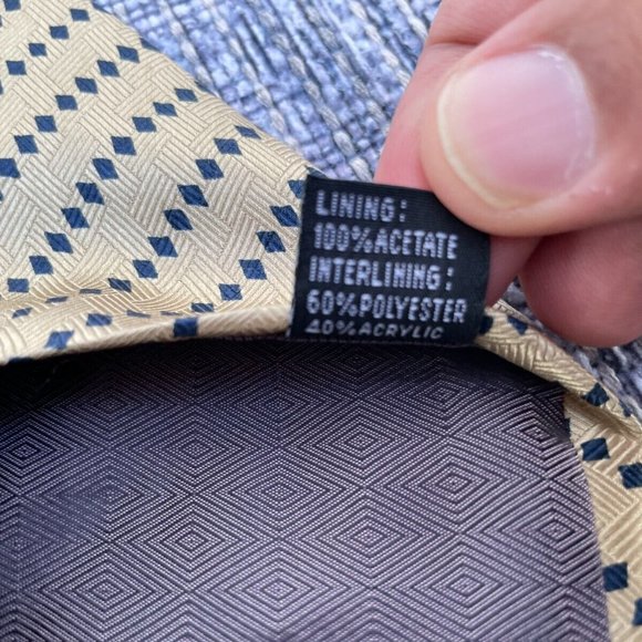 Van Heusen Men Tie Gold/Blue Tone Men Neck Tie Classic Ties 100% silk Handmade - Picture 6 of 9